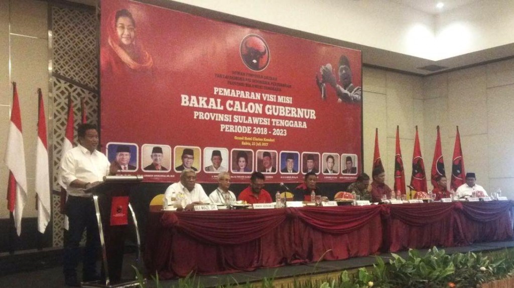 Suasana pemaparan visi misi Cagub Sultra di PDIP beberapa waktu lalu. Sekarang, mereka kini tengah menunggu keputusan PDIP siapa yang akan diusung